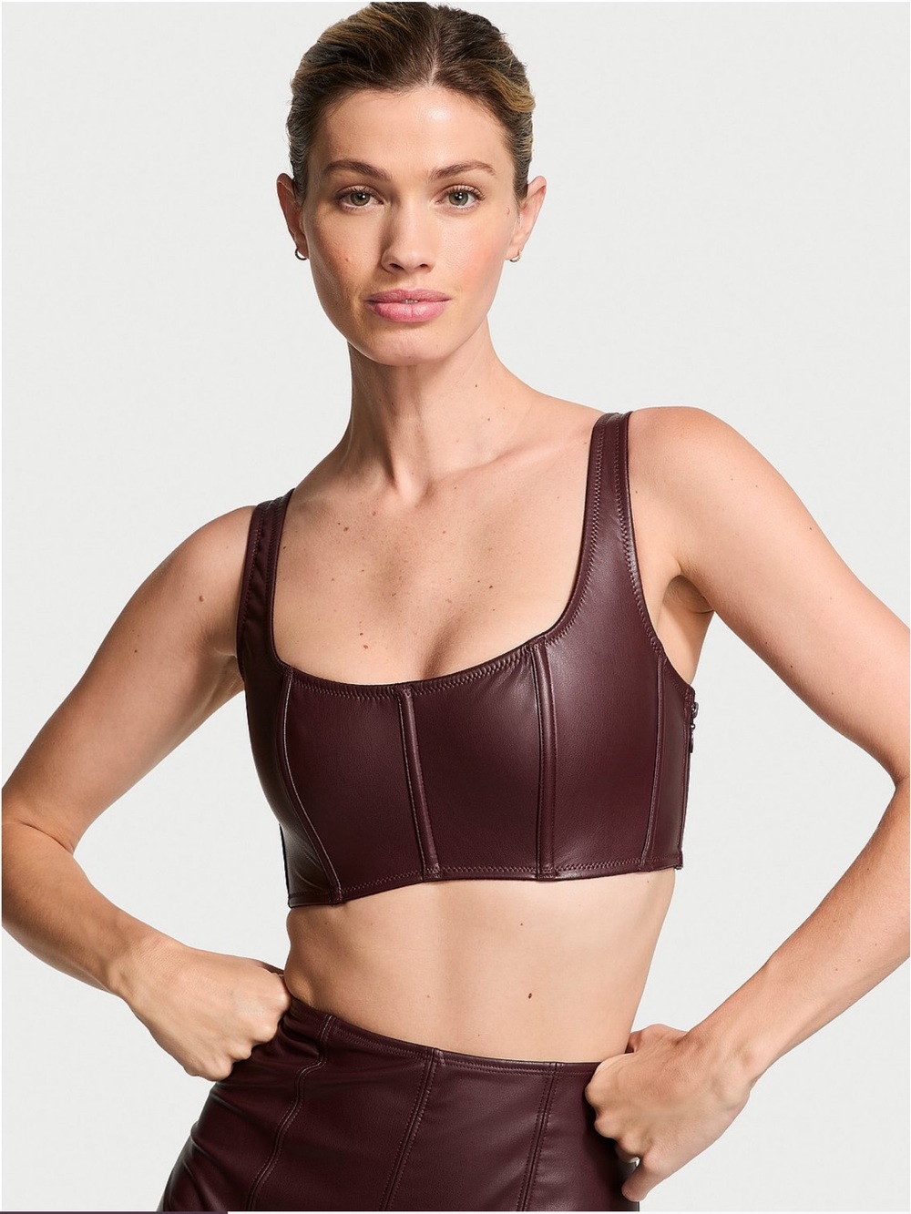 Victoria's Secret Dark Brown Faux Leather Crop Tank